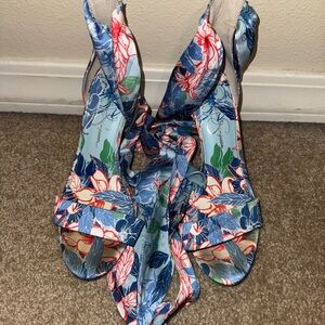 Jessica Simpson Blue and Red Floral Sandals